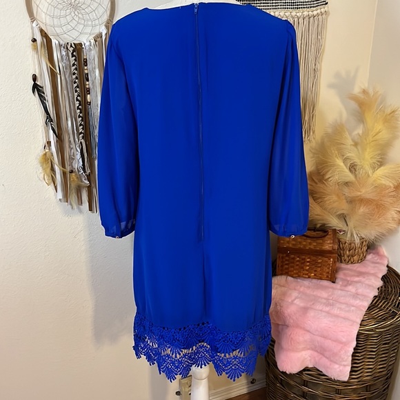 Royal Blue Dress with Lace Trim by Sequin Hearts/ Size 13 - Picture 6 of 7